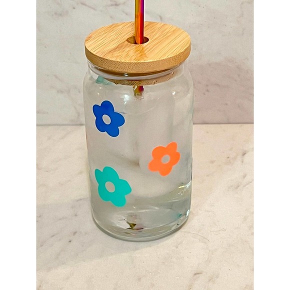 16 Oz Cold Color Changing Groovy Flower Glass Beer Can Cup - Picture 10 of 12